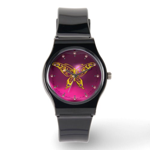 HYPER BUTTERFLY Pink Fuchsia Amethyst Watch