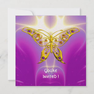 HYPER BUTTERFLY pink fuchsia violet champagne Invitation