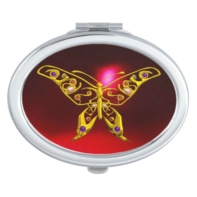 HYPER BUTTERFLY ,Red Ruby Makeup Mirror (Front)