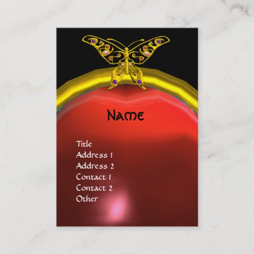 HYPER BUTTERFLY  RUBY  MONOGRAM black red yellow Business Card