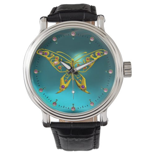 HYPER BUTTERFLY Teal Turquoise Blue Watch