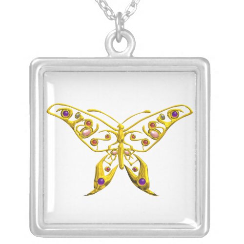 HYPER BUTTERFLY  White Silver Plated Necklace
