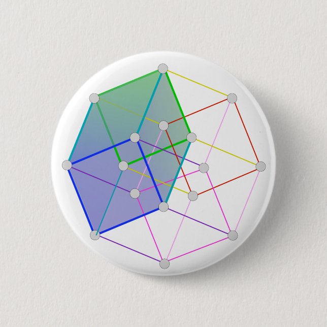 Hyper Cube 2 -- cool science in 4D! Pinback Button (Front)