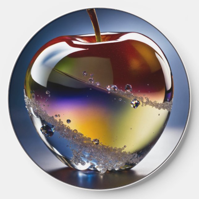 Hyper Detailed Glass Apple  Wireless Charger (Front)