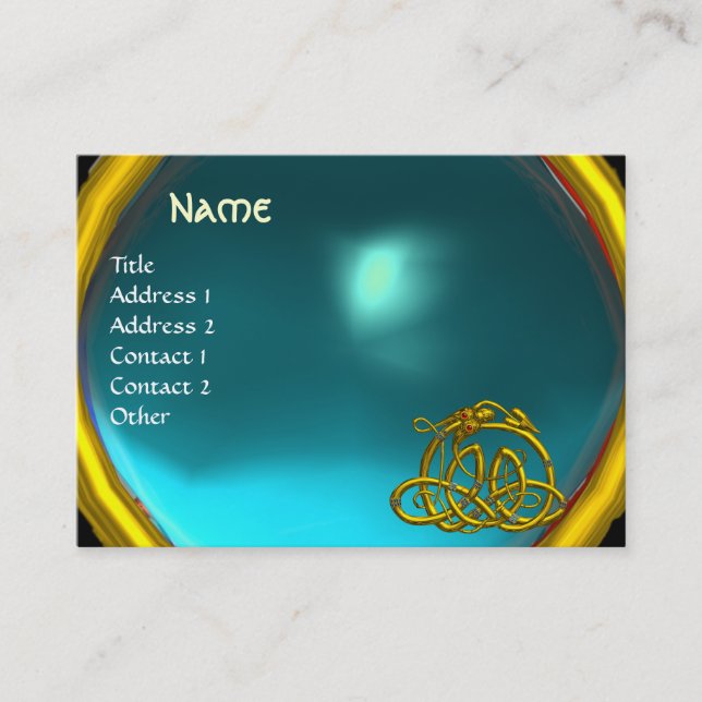 HYPER DRAGON ,AQUAMARINE , bright blue Business Card (Front)