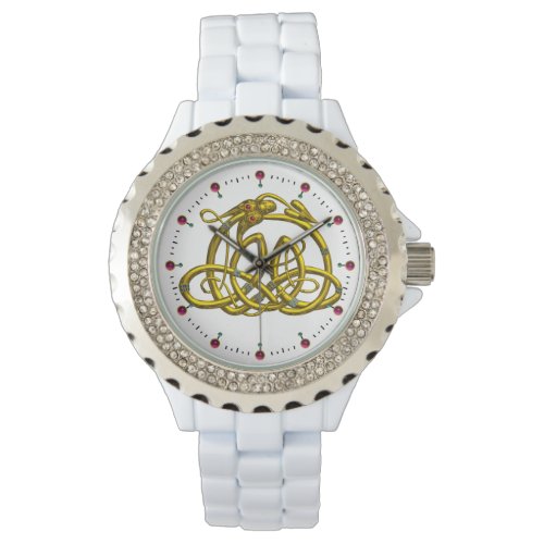 HYPER DRAGONGOLD CELTIC KNOTS AND GEMSTONES White Watch