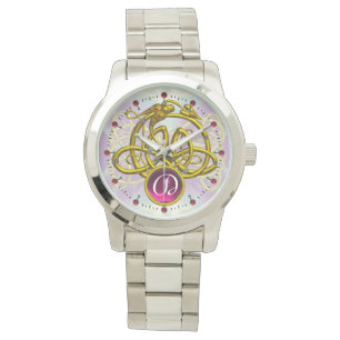 HYPER DRAGON / GOLD CELTIC KNOTS GEMSTONE MONOGRAM WATCH