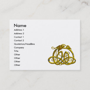 HYPER DRAGON,GOLD CELTIC KNOTS,GEMSTONES Fantasy Business Card