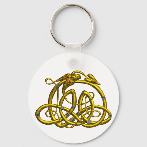 HYPER DRAGON Gold Celtic knots In White Keychain