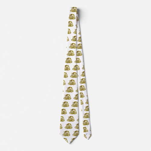 HYPER DRAGON  Gold Celtic Knots White Tie