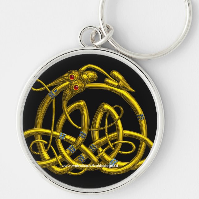 HYPER DRAGON Gold Celtic Knots With Gemstones Keychain (Front)