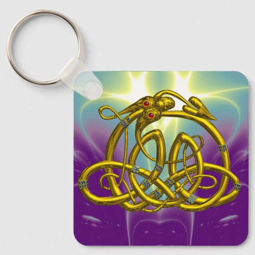 HYPER DRAGON Gold Celtic Knots with Gemstones Keychain
