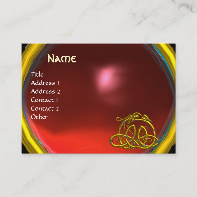 HYPER DRAGON RUBY , bright red pink Business Card (Front)