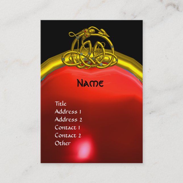 HYPER DRAGON RUBY MONOGRAM  red black yellow Business Card (Front)