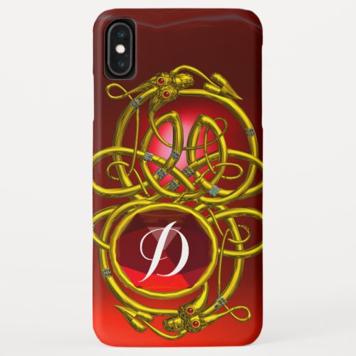 HYPER DRAGONSGOLD CELTIC KNOTS Red Ruby Monogram iPhone XS Max Case