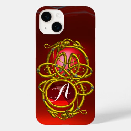 HYPER DRAGONSGOLD CELTIC KNOTS Red Ruby Monogram Case_Mate iPhone 14 Case