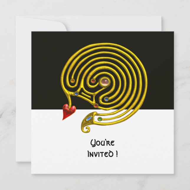 HYPER LABYRINTH black and white ,red,gold metallic Invitation (Front)