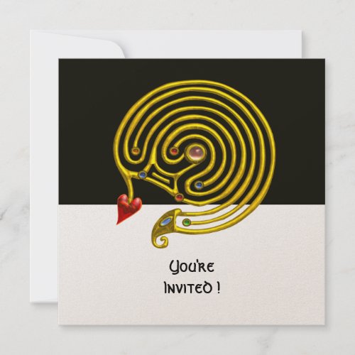 HYPER LABYRINTH black and white redgold metallic Invitation