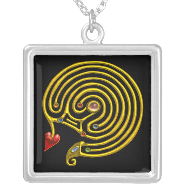 HYPER LABYRINTH , black Silver Plated Necklace (Front)
