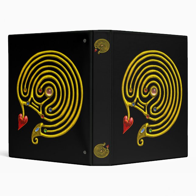 HYPER LABYRINTH ,black yellow 3 Ring Binder (Background)