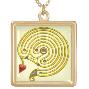 HYPER LABYRINTH , cream Gold Plated Necklace