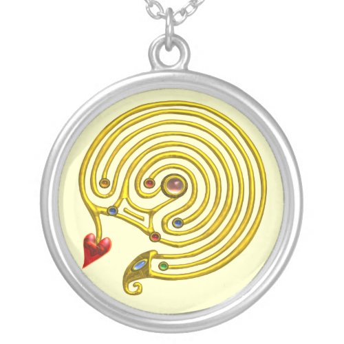 HYPER LABYRINTH  cream Silver Plated Necklace