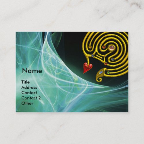 HYPER LABYRINTH IN BLUE GREEN TEAL LIGHT WAVES BUSINESS CARD