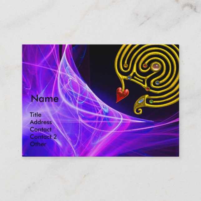 HYPER LABYRINTH IN BLUE PINK PURPLE LIGHT WAVES BUSINESS CARD (Front)