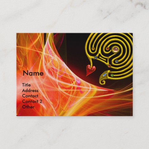 HYPER LABYRINTH IN ORANGE YELLOW RED LIGHT WAVES BUSINESS CARD