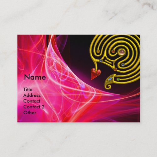 HYPER LABYRINTH IN PINK FUCHSIA RED LIGHT WAVES BUSINESS CARD