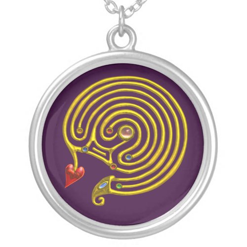 HYPER LABYRINTH  purple Silver Plated Necklace