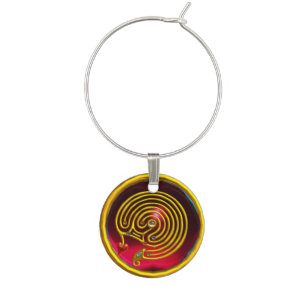 HYPER LABYRINTH / RED RUBY GEMSTONE WINE GLASS CHARM