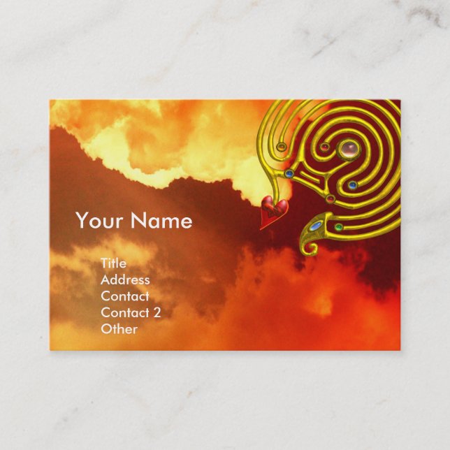 HYPER LABYRINTH ,red yellow clouds Business Card (Front)