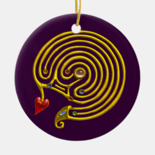 HYPER LABYRINTH white and purple Ceramic Ornament