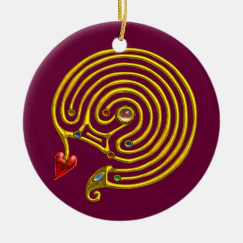 HYPER LABYRINTH white and Red Ceramic Ornament