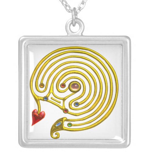 HYPER LABYRINTH  white Silver Plated Necklace
