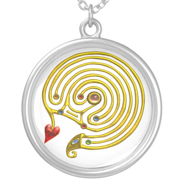 HYPER LABYRINTH , white Silver Plated Necklace (Front)