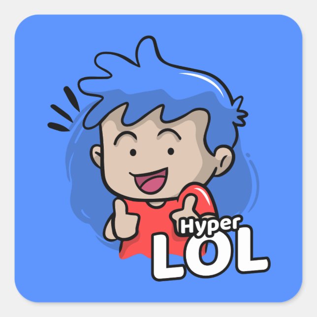 Hyper Lol Meme Cartoonish  Square Sticker (Front)