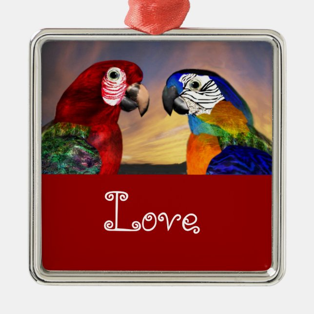 HYPER PARROTS / BLUE AND RED ARA Love Metal Ornament (Front)