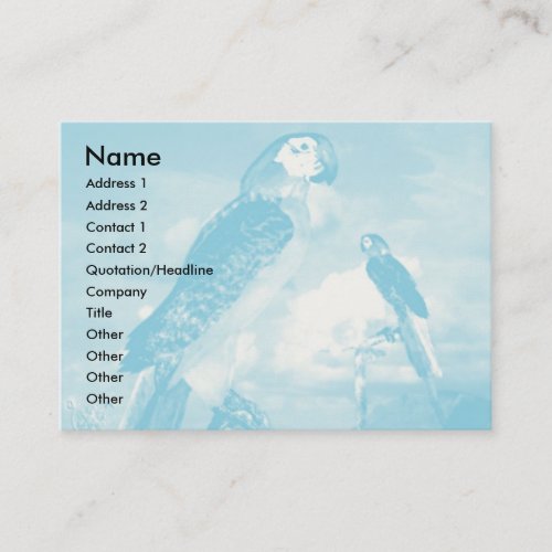 HYPER PARROTS  BLUE ARA BUSINESS CARD