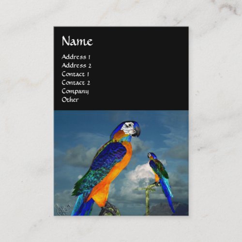 HYPER PARROTS  BLUE ARA BUSINESS CARD