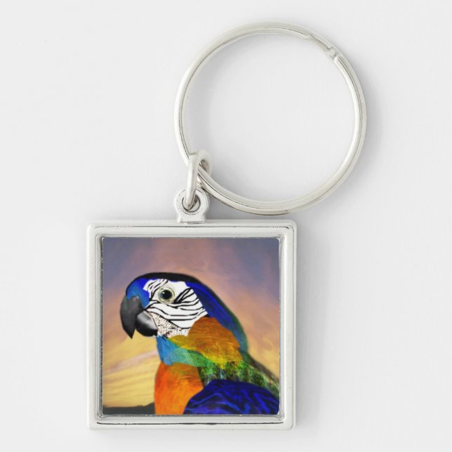 HYPER PARROTS /BLUE ARA KEYCHAIN (Front)
