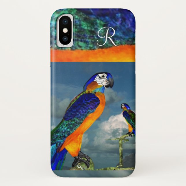 HYPER PARROTS /BLUE ARA MONOGRAM Case-Mate iPhone CASE (Back)
