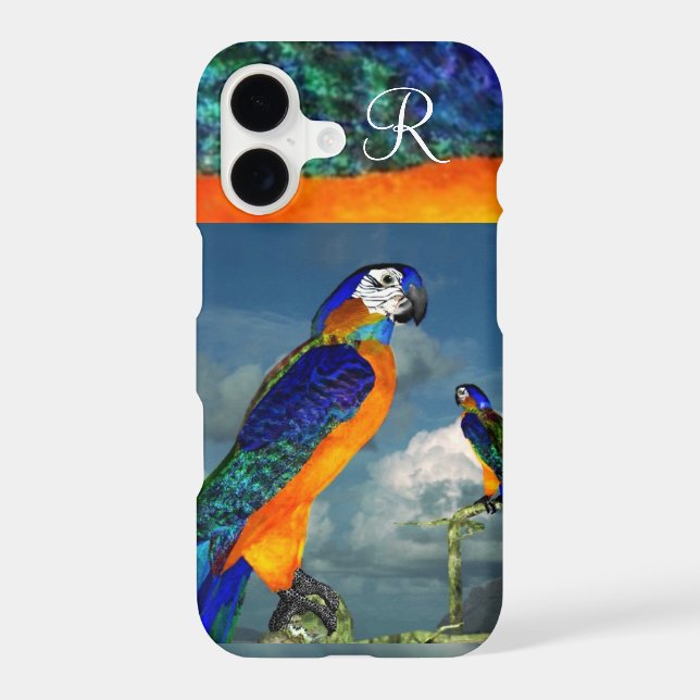 HYPER PARROTS /BLUE ARA MONOGRAM IPHONE CASE (Back)