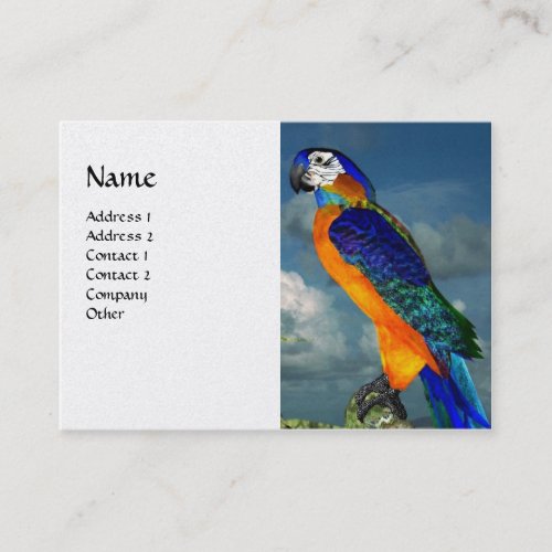 HYPER PARROTS  BLUE ARA White Pearl Paper Business Card