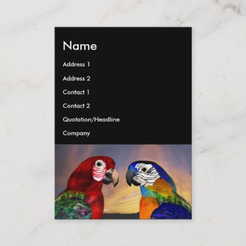 HYPER PARROTS  RED AND BLUE ARA black Business Card