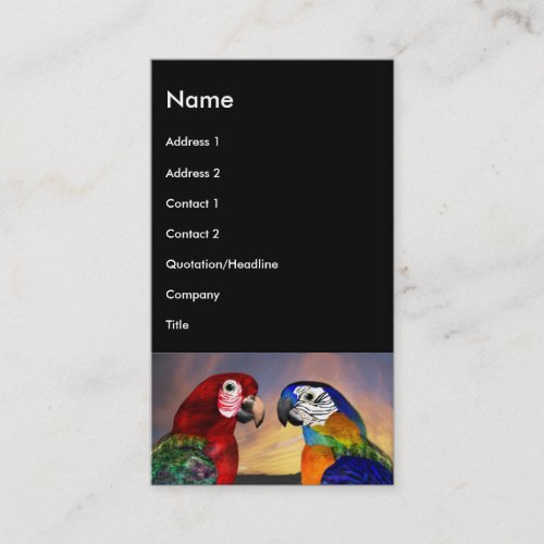 HYPER PARROTS  RED AND BLUE ARA black Business Card