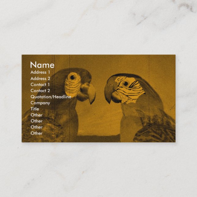 HYPER PARROTS / RED AND BLUE ARA BUSINESS CARD (Front)