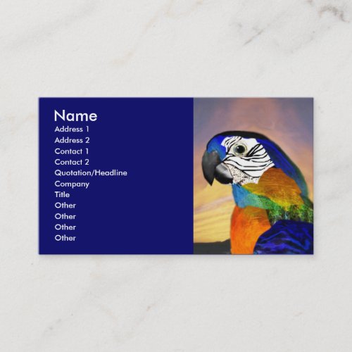 HYPER PARROTS  RED AND BLUE ARA BUSINESS CARD