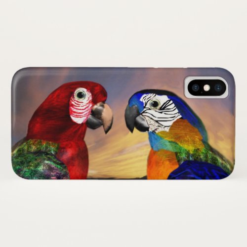 HYPER PARROTS RED AND BLUE ARA iPhone X CASE